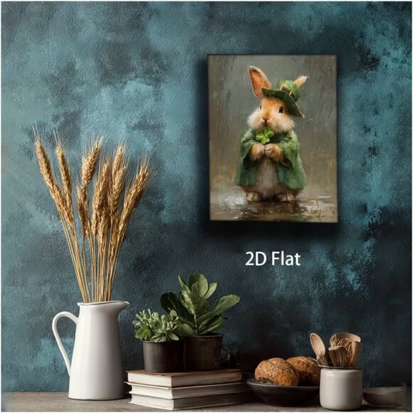Bunny Clover St. Patrick's Day Canvas Print - Rabbit and Clover Irish Good Luck - Picture 5 of 6